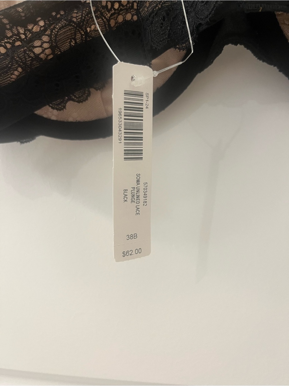 Soma Black Lace Underwire Bra with Nude Lining - Picture 4 of 6